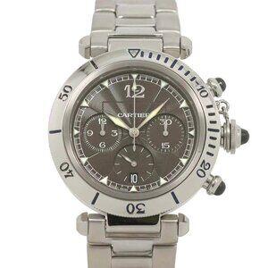Cartier Pasha 38mm W31030H3 Chronograph Date Automatic Silver Dial 90269467